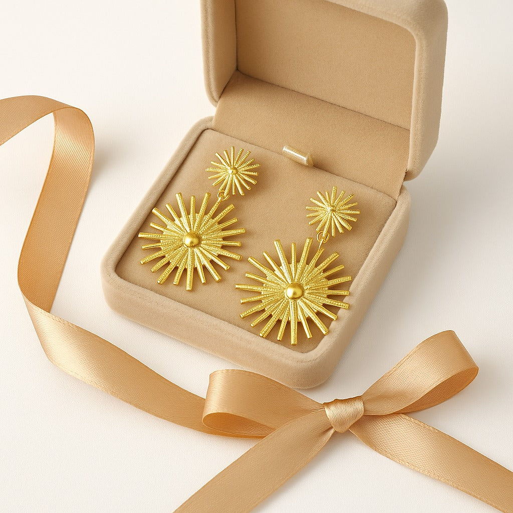 Radiant Starburst Gold Statement Earring