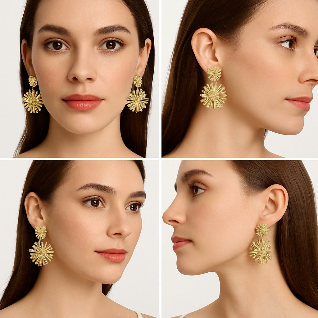 Radiant Starburst Gold Statement Earring