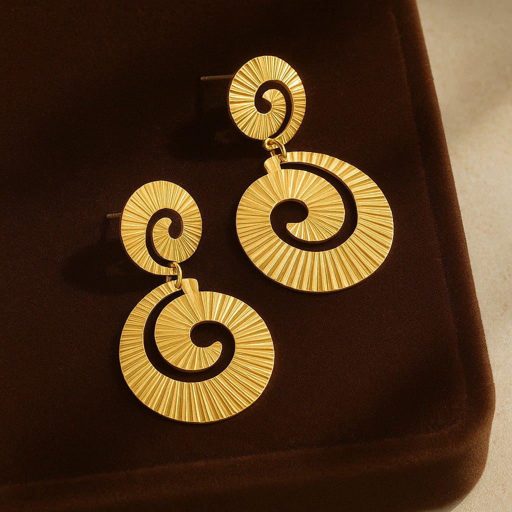Bold Gold Spiral Statement Earring