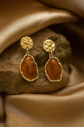 Amber Gold Drop Earring