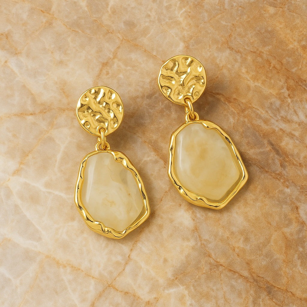 Gold Textured Drop Earring