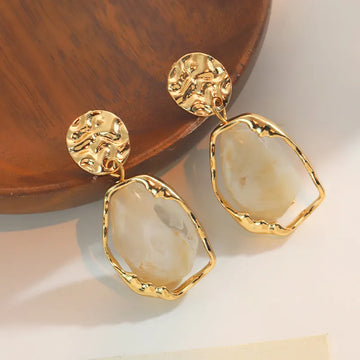 Gold Textured Drop Earring