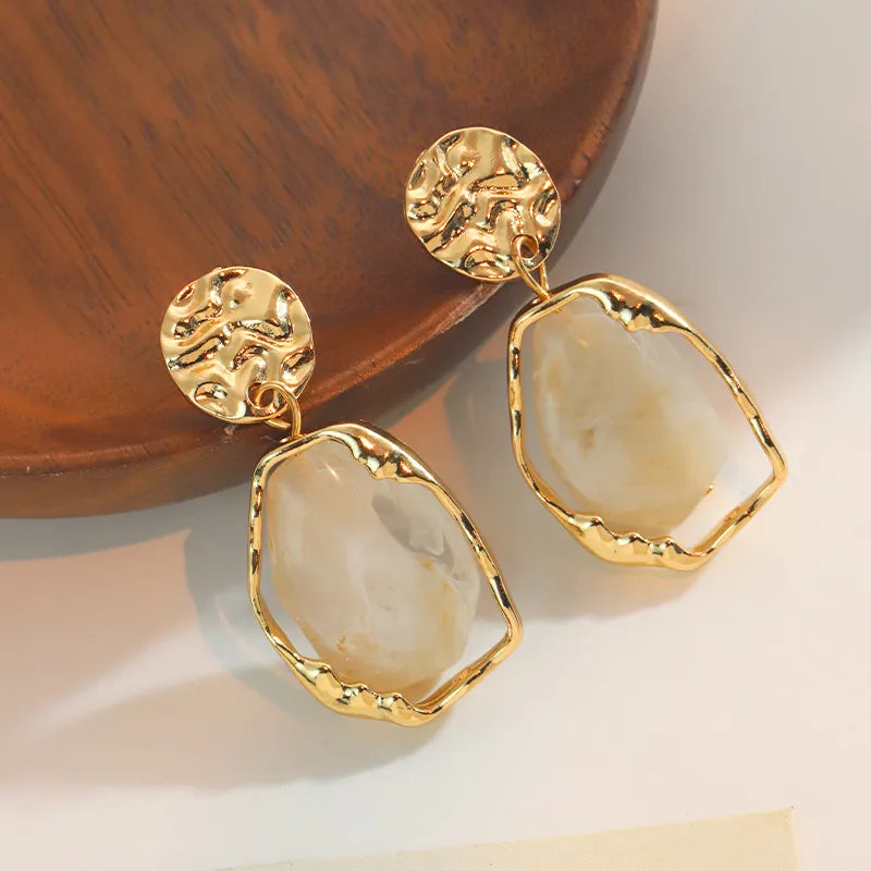 Gold Textured Drop Earring