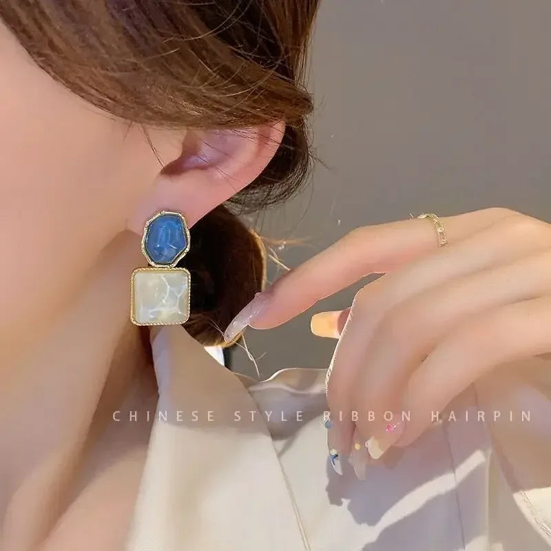 Two-Tone Abstract Enamel Drop Earring