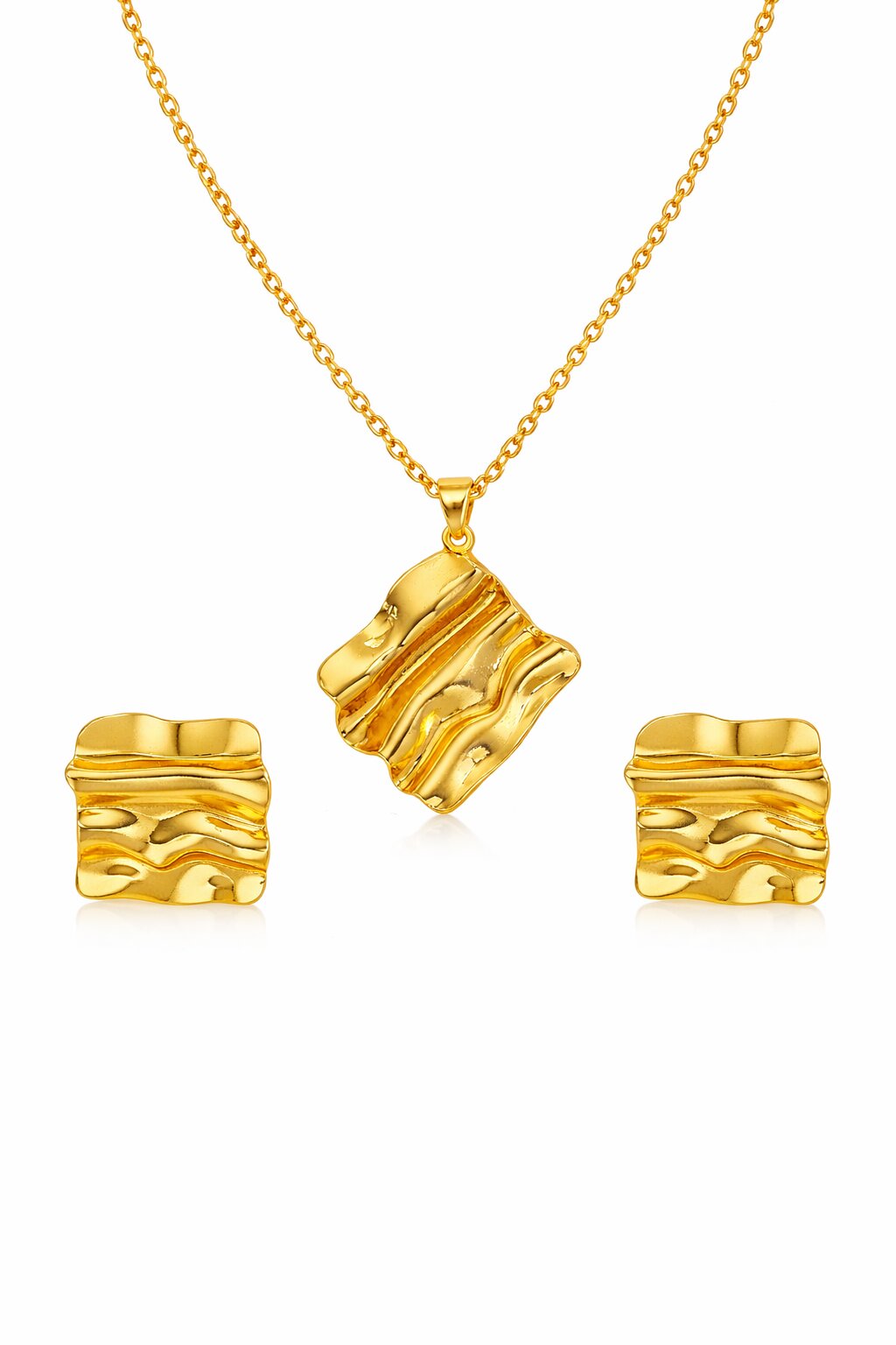 Luxury Textured Gold Pendant Set