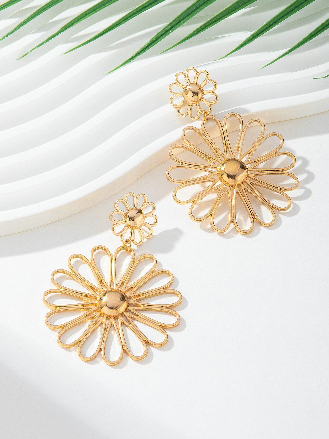 Gold Finish Floral Drop Earring
