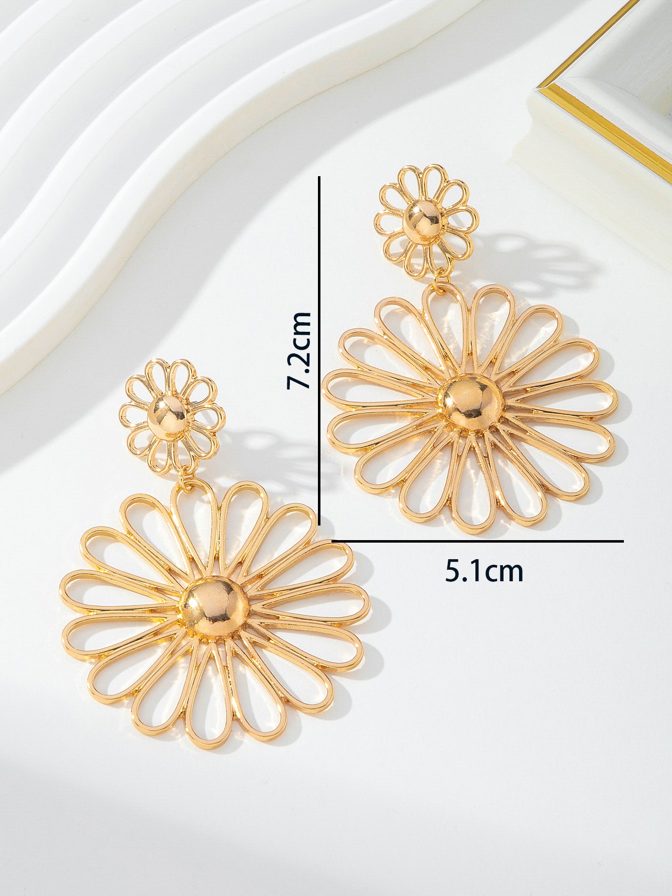 Gold Finish Floral Drop Earring