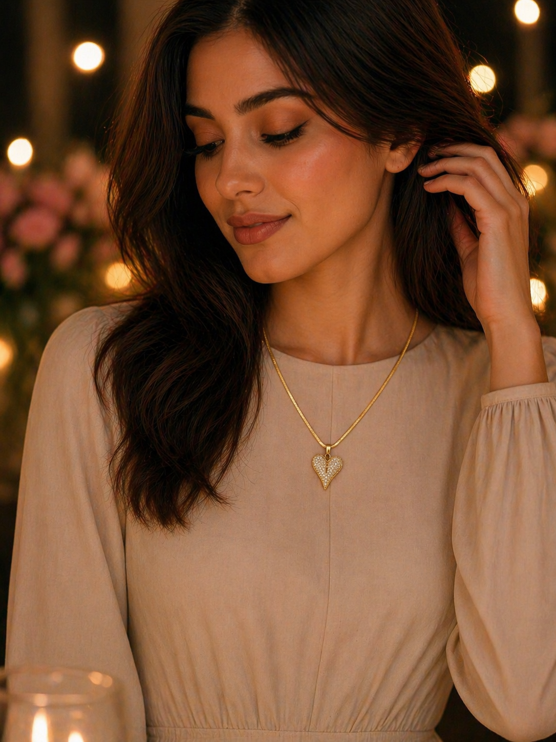 18K Gold Electroplated Heart Pendant Necklace