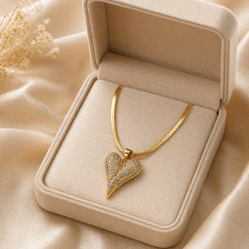 18K Gold Electroplated Heart Pendant Necklace