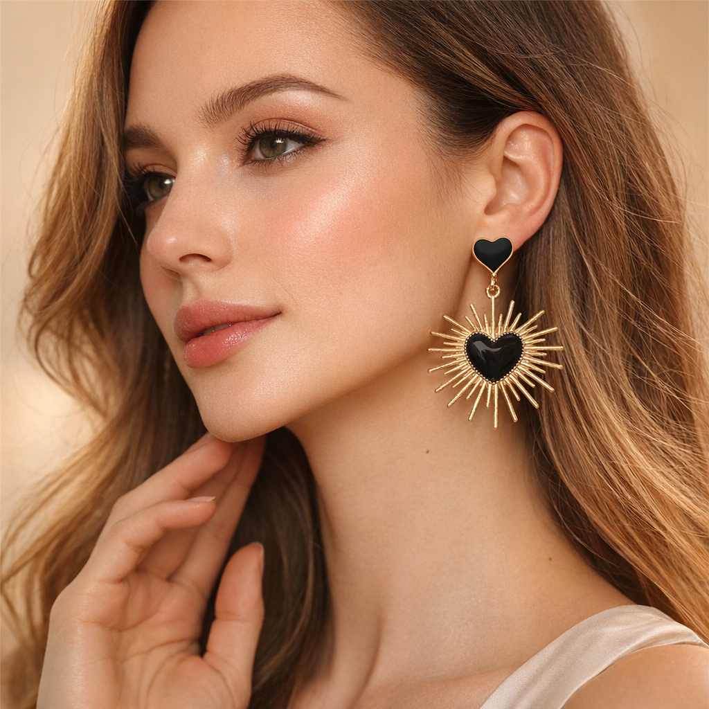 Midnight Heartburst Statement Earring