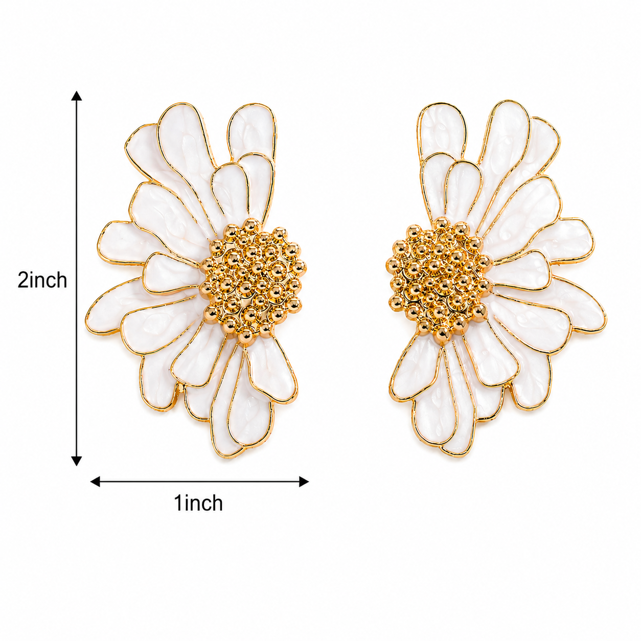 Daisy Bloom Gold & Pearl White Statement Earring