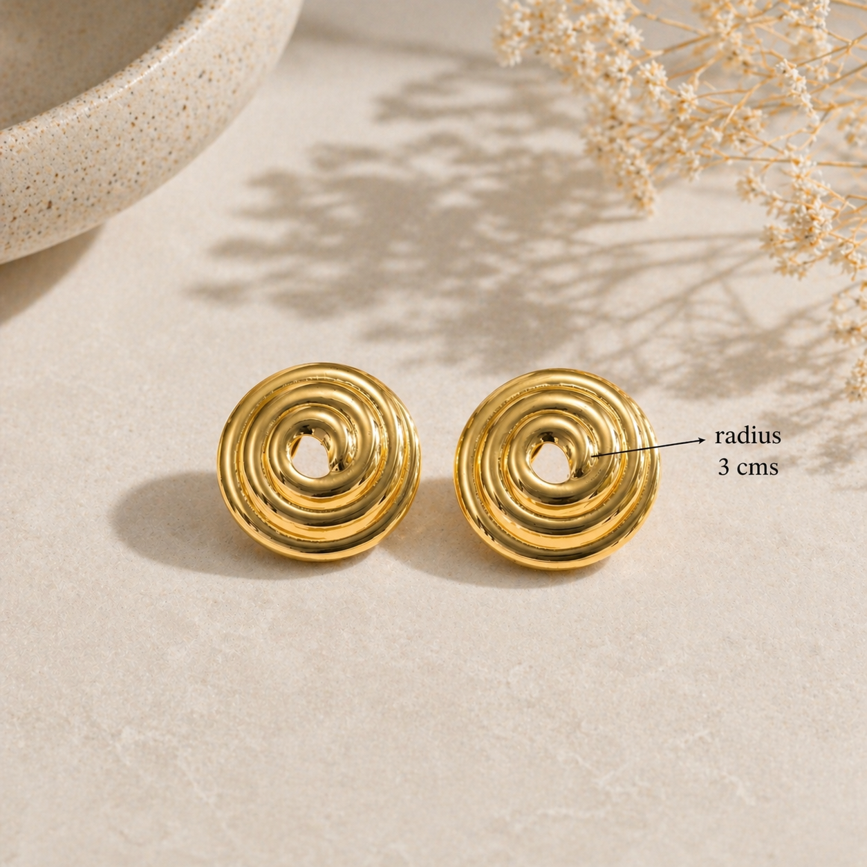 Gold Spiral Statement Stud Earring