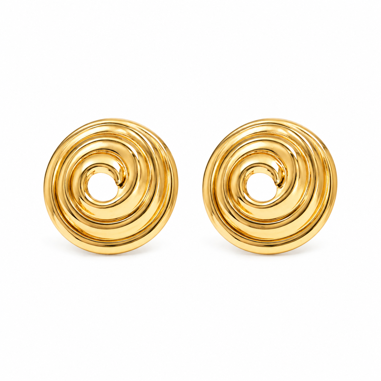 Gold Spiral Statement Stud Earring