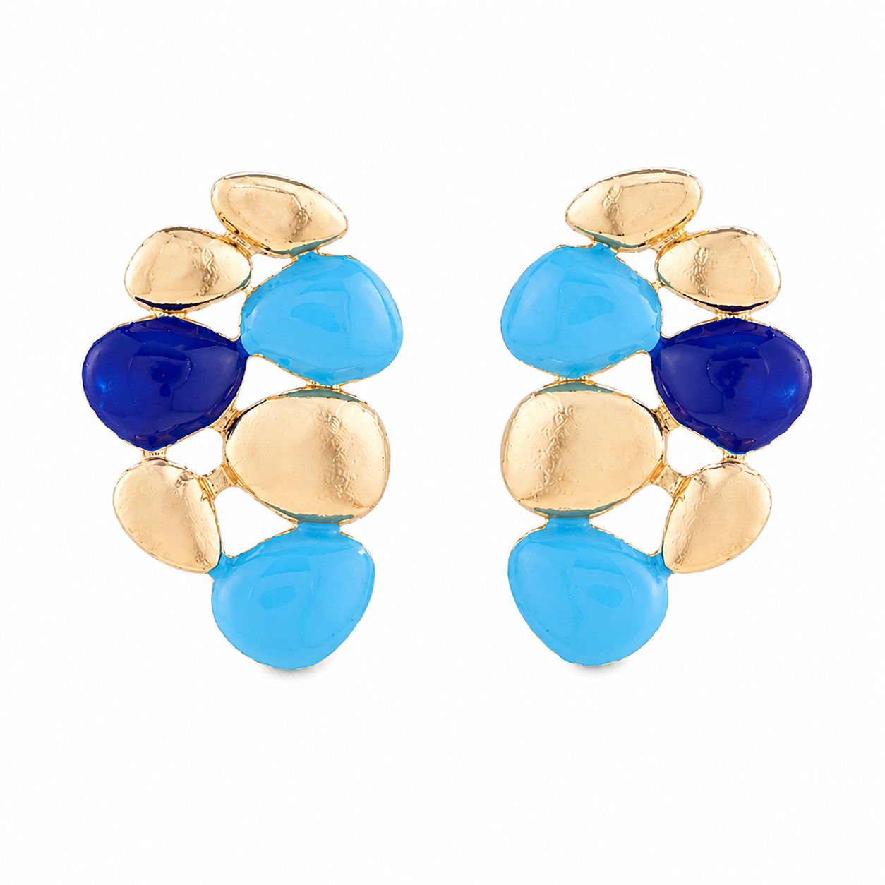 Gold & Blue Statement Cluster Earring