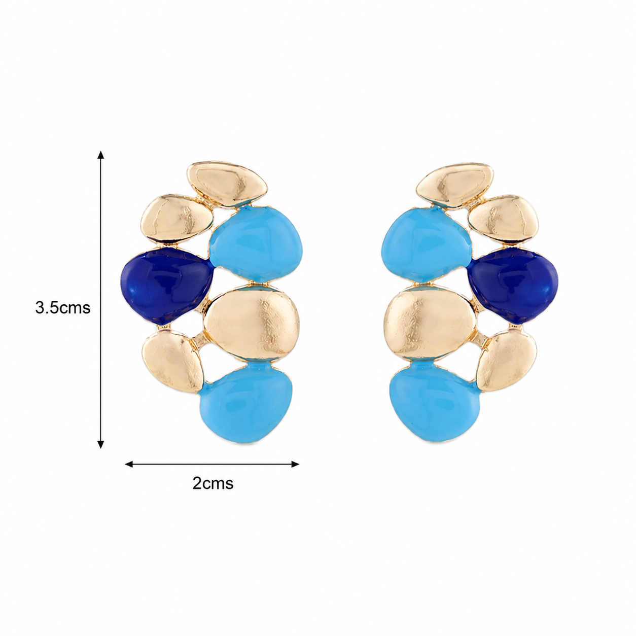Gold & Blue Statement Cluster Earring