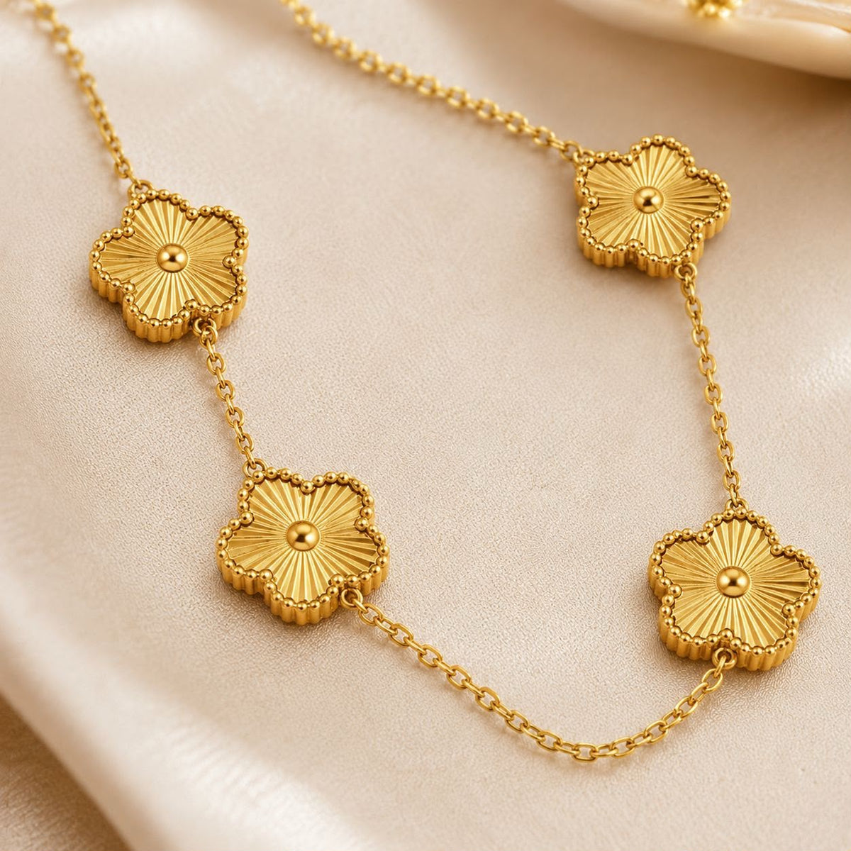 Gold-Plated Clover Charm Necklace