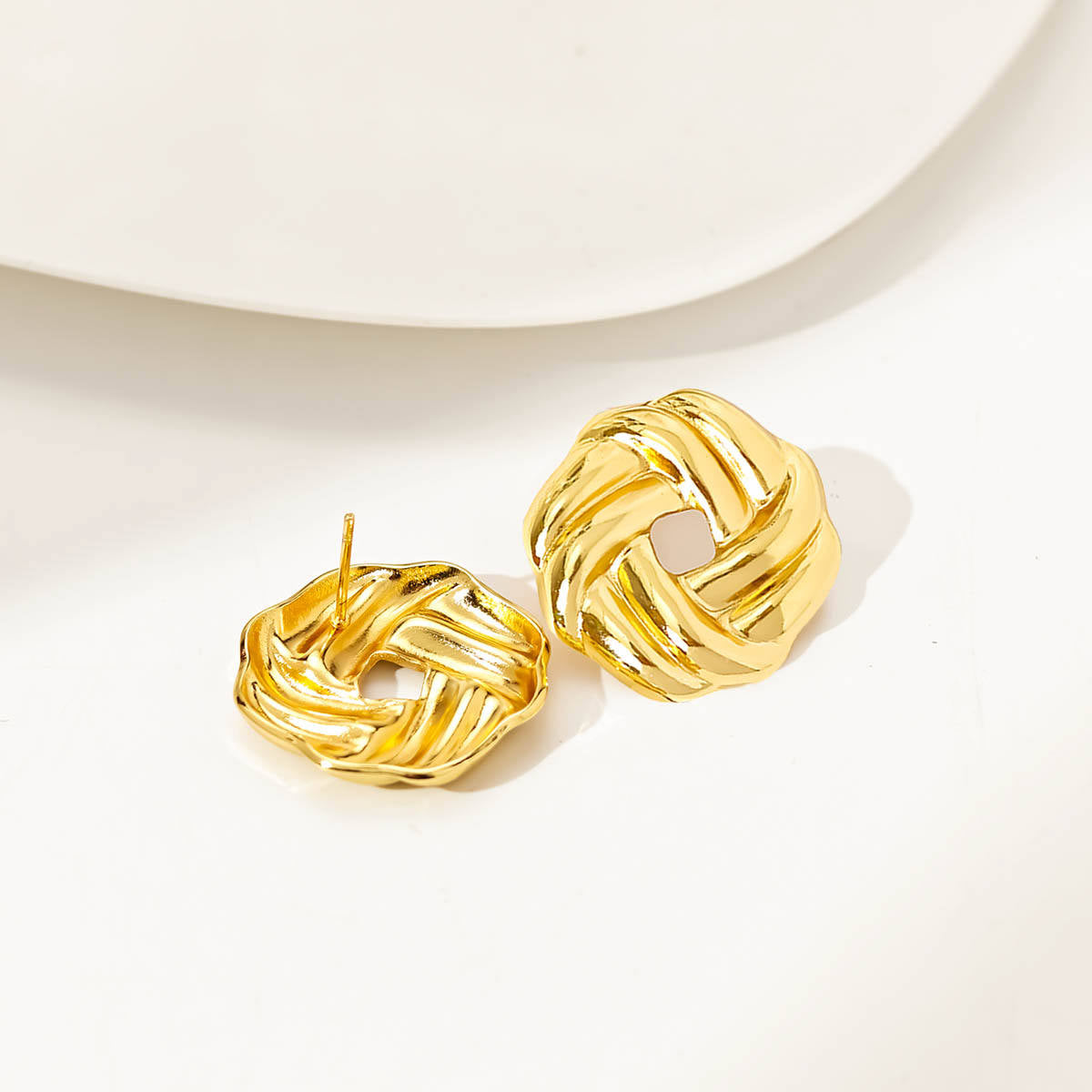 Elegant Gold Plated Knot Stud Earring