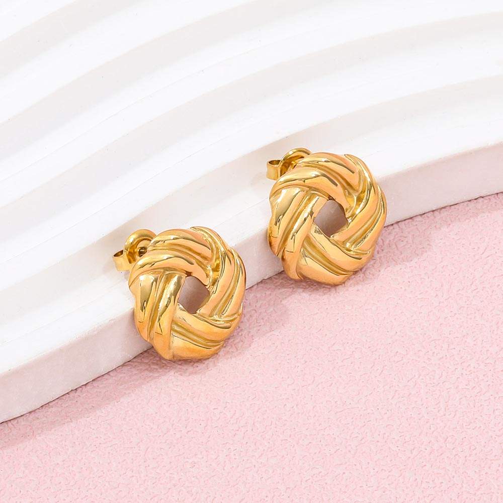 Elegant Gold Plated Knot Stud Earring