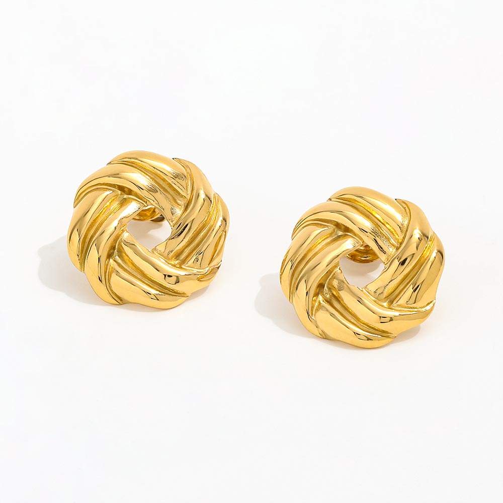 Elegant Gold Plated Knot Stud Earring