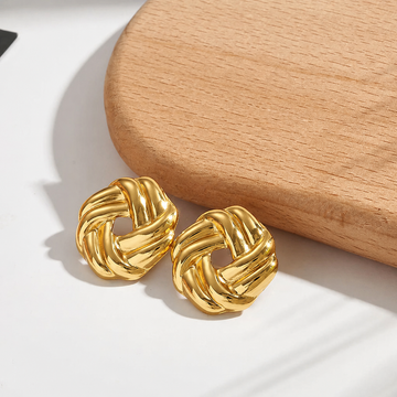 Elegant Gold Plated Knot Stud Earring