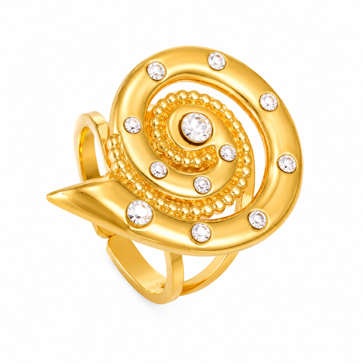 Anti-Tarnish Gold-Tone Spiral Statement Adjustable Ring