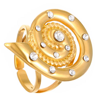 Anti-Tarnish Gold-Tone Spiral Statement Adjustable Ring
