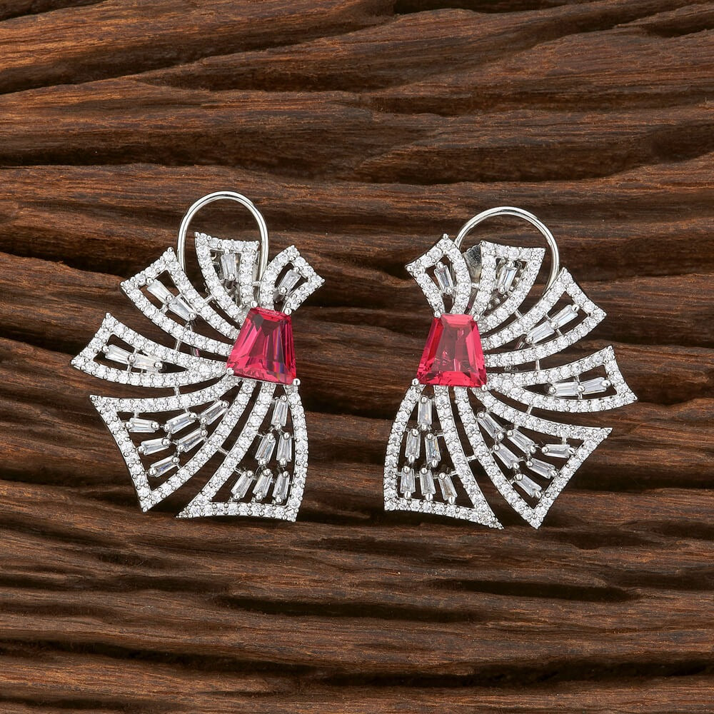 American Diamond Classic Earring With Rhodium Plating