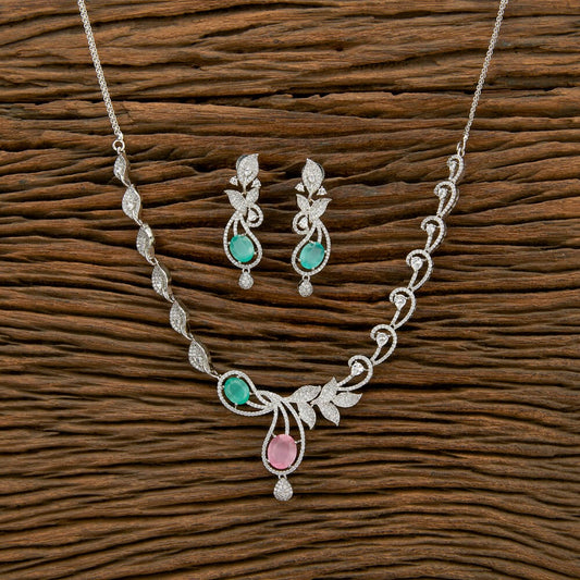 Cubic Zirconia Classic Necklace With Rhodium Plating