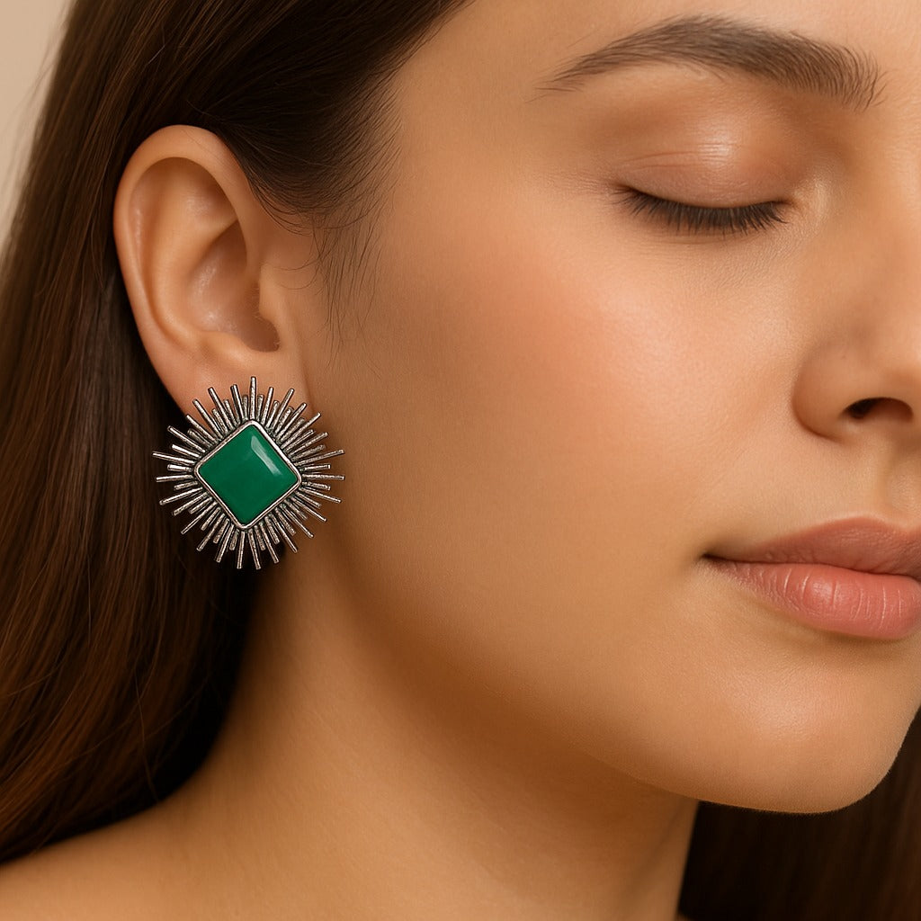 Luxe Green Stud Earring