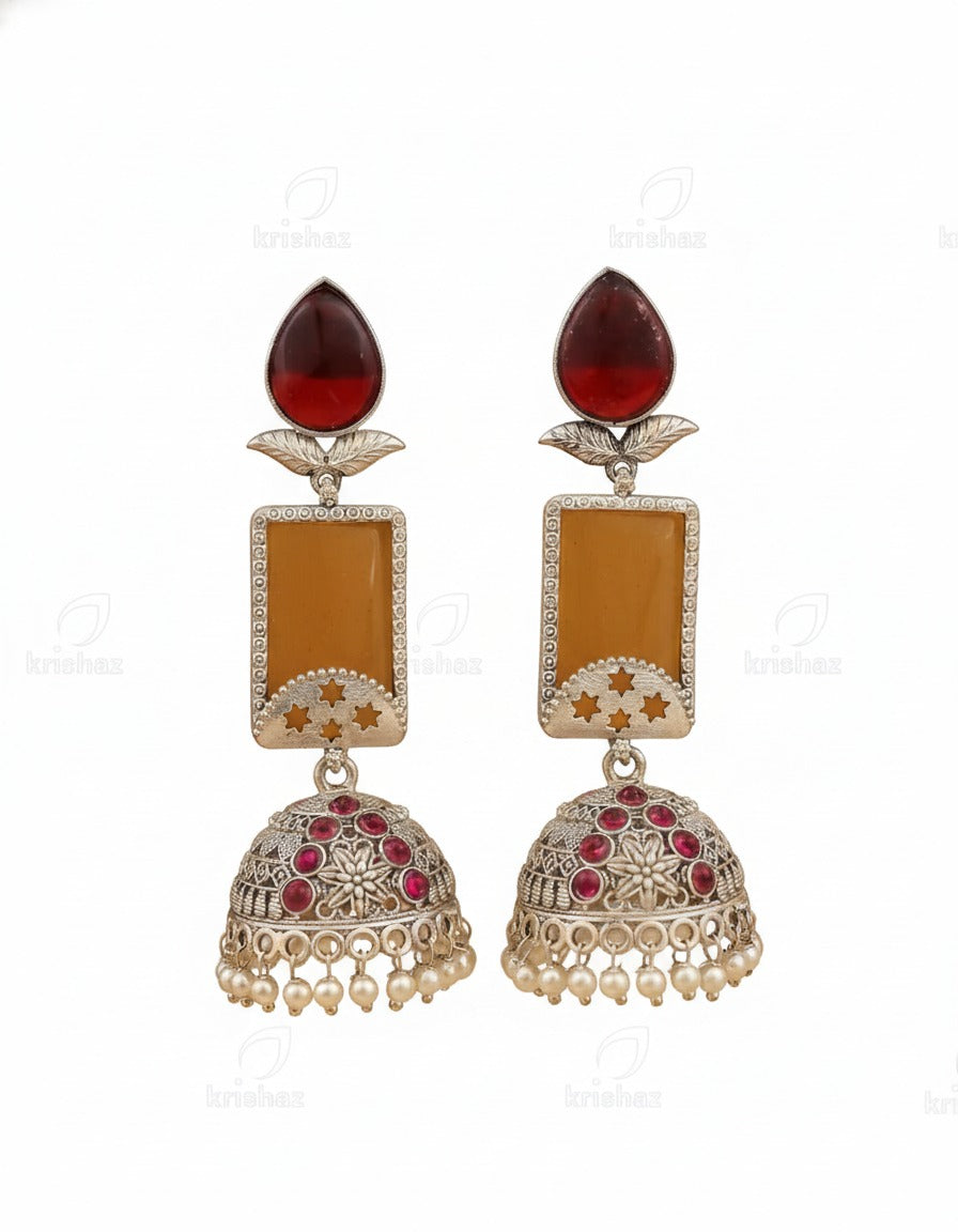 Ruby & Amber Antique Jhumka Earring