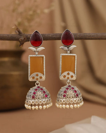 Ruby & Amber Antique Jhumka Earring