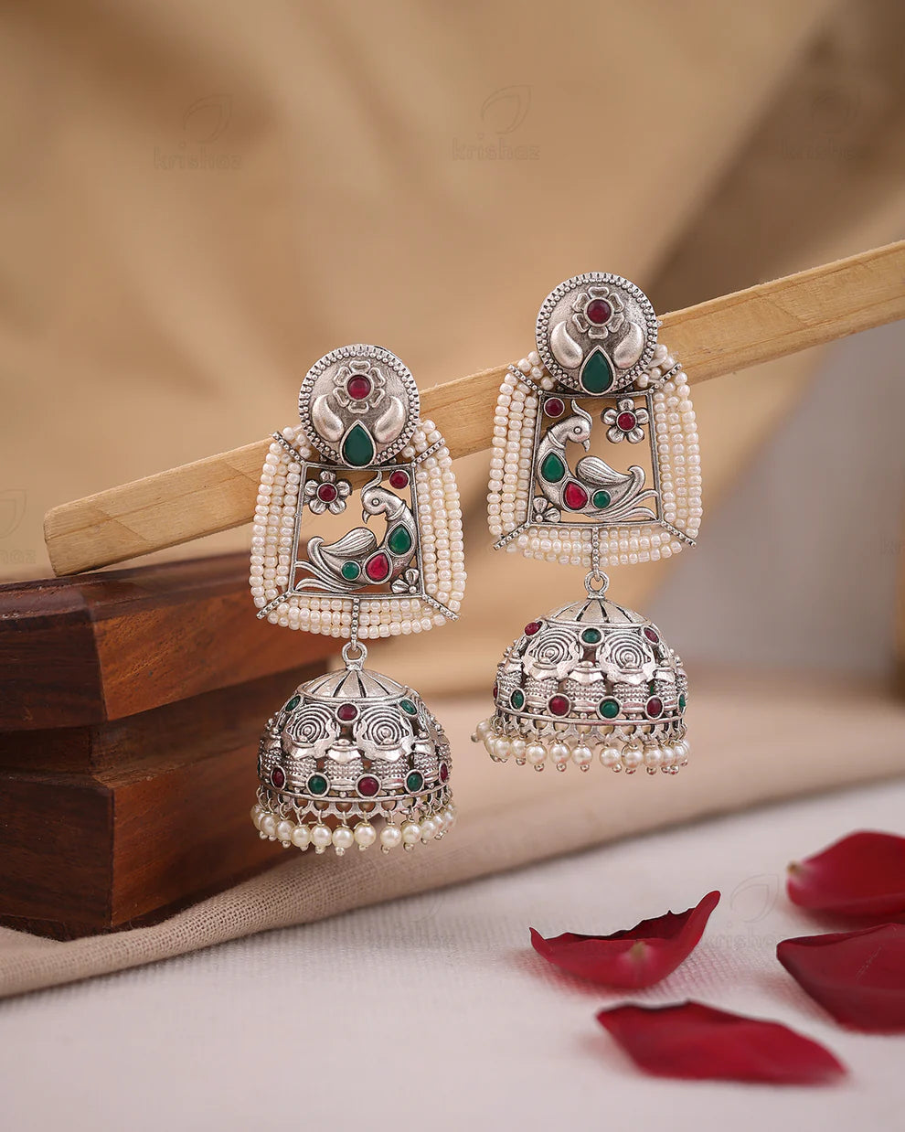 Vintage Peacock Pearl Jhumka Earring
