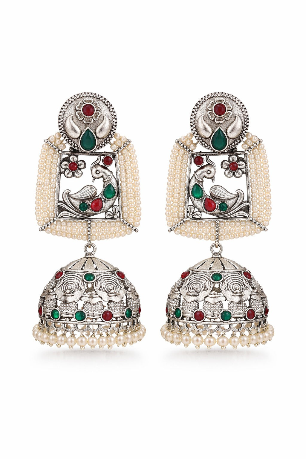 Vintage Peacock Pearl Jhumka Earring