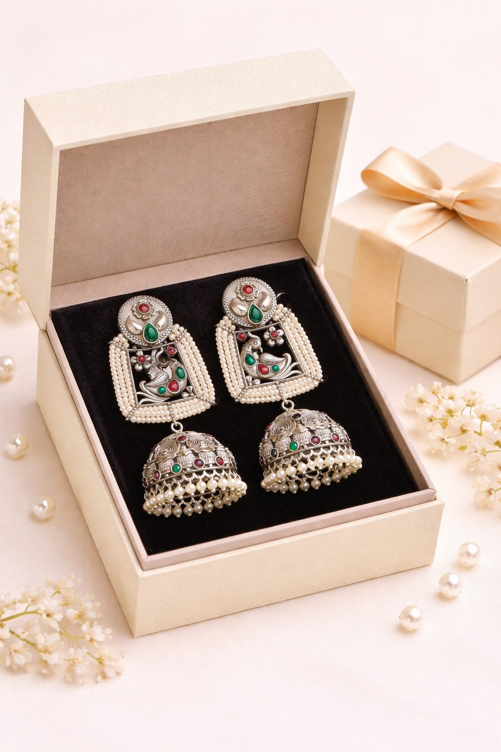 Vintage Peacock Pearl Jhumka Earring