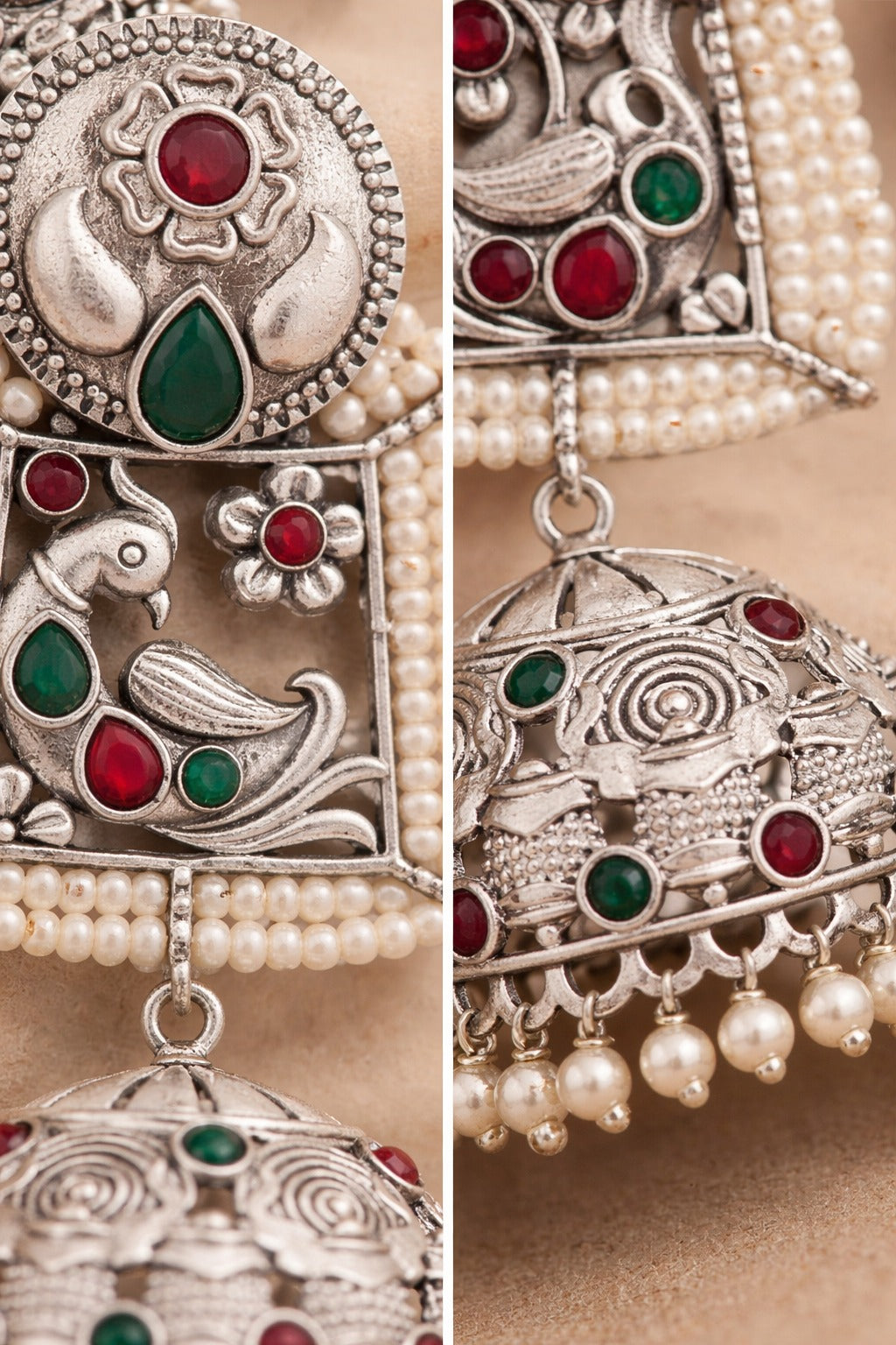 Vintage Peacock Pearl Jhumka Earring