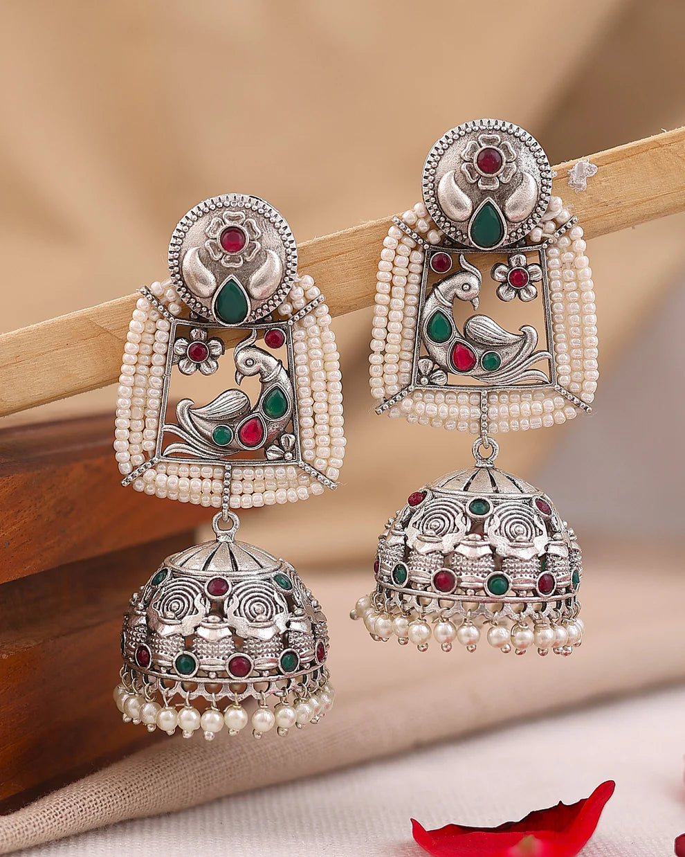 Vintage Peacock Pearl Jhumka Earring