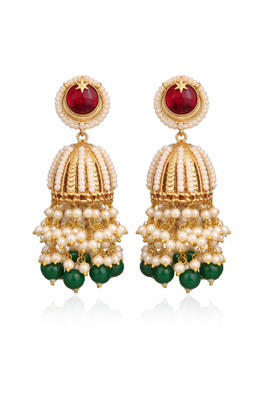 Gold-Plated Pearl Jhumka Earring