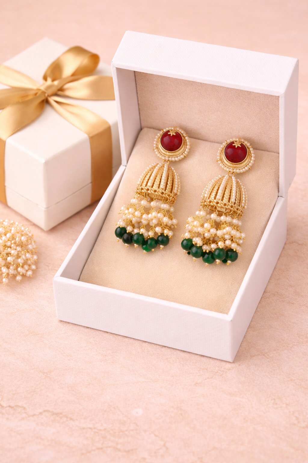 Gold-Plated Pearl Jhumka Earring