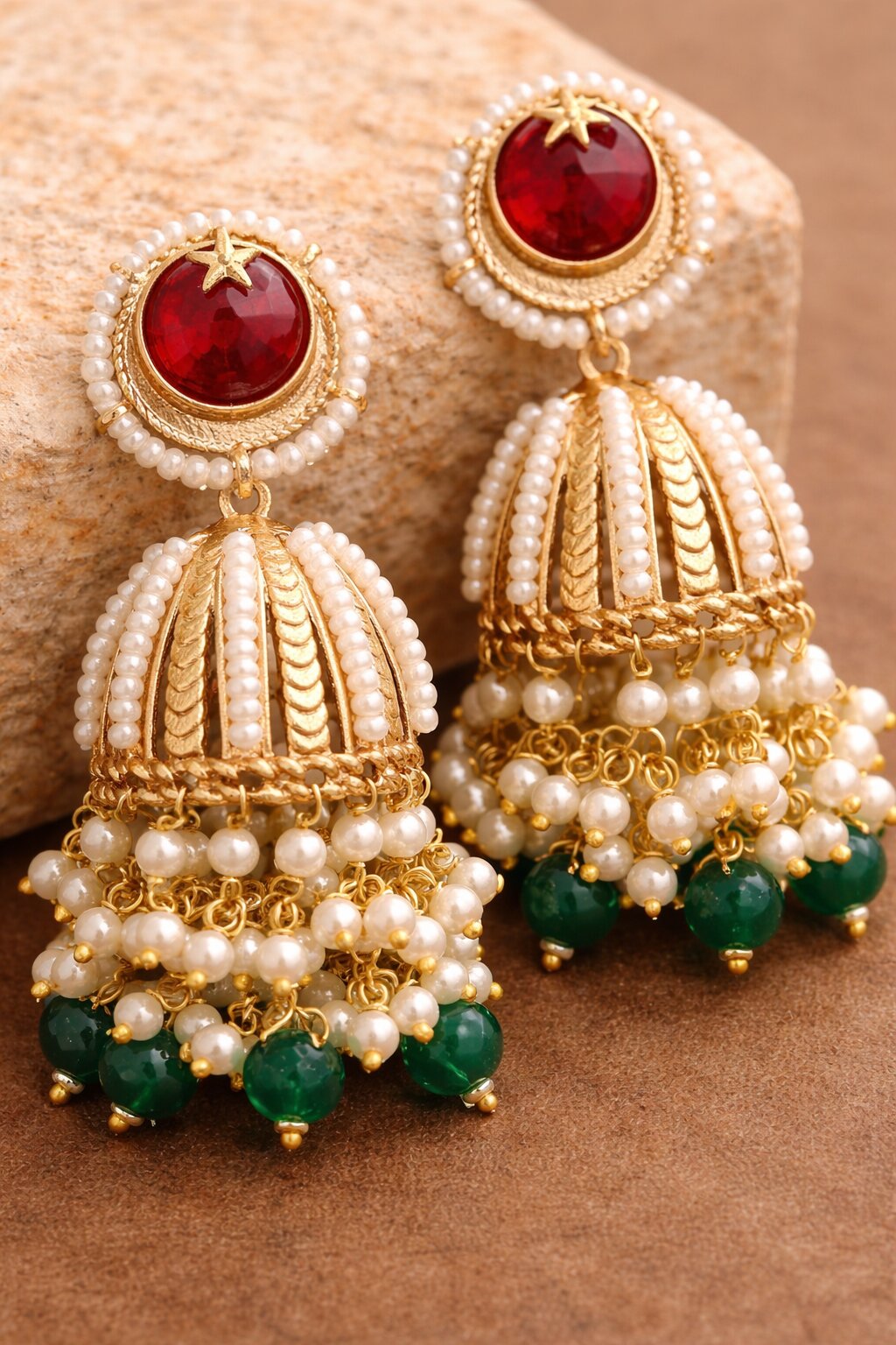Gold-Plated Pearl Jhumka Earring