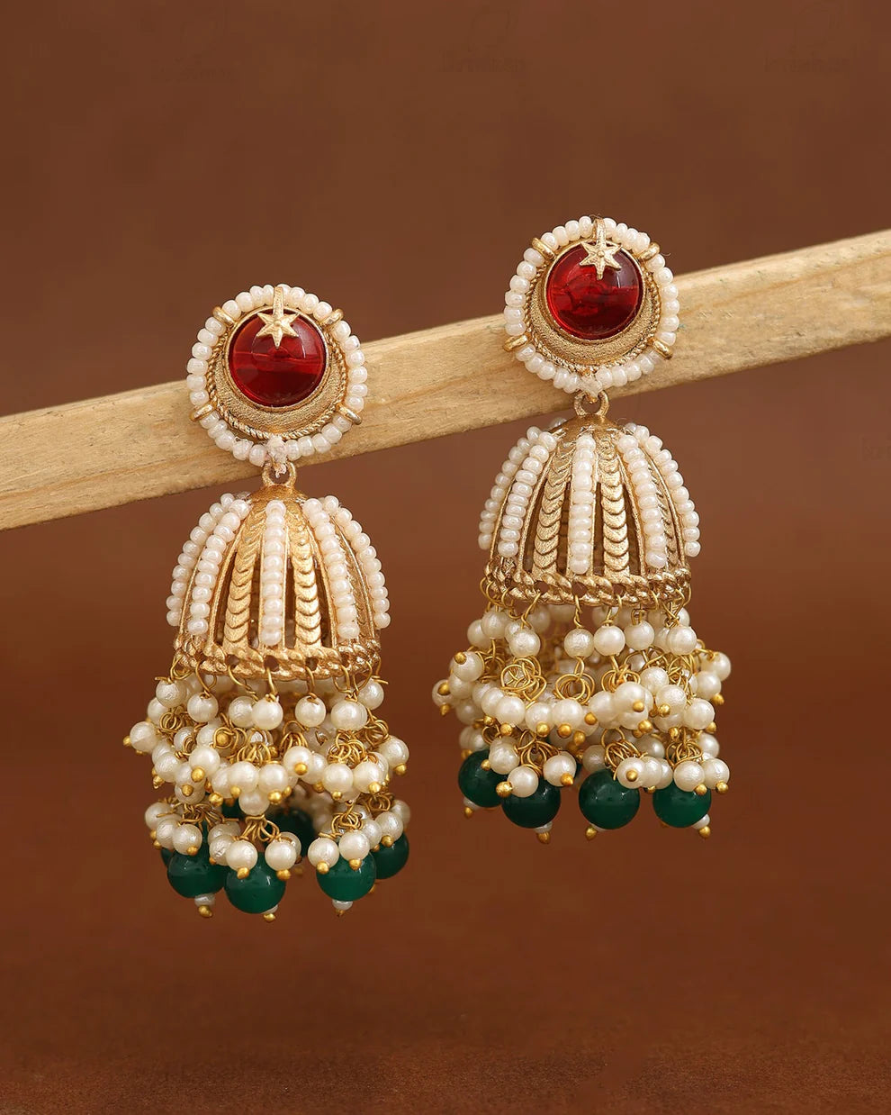 Gold-Plated Pearl Jhumka Earring