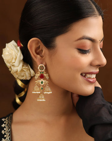 Royal Gold Multi-Jhumka Earring