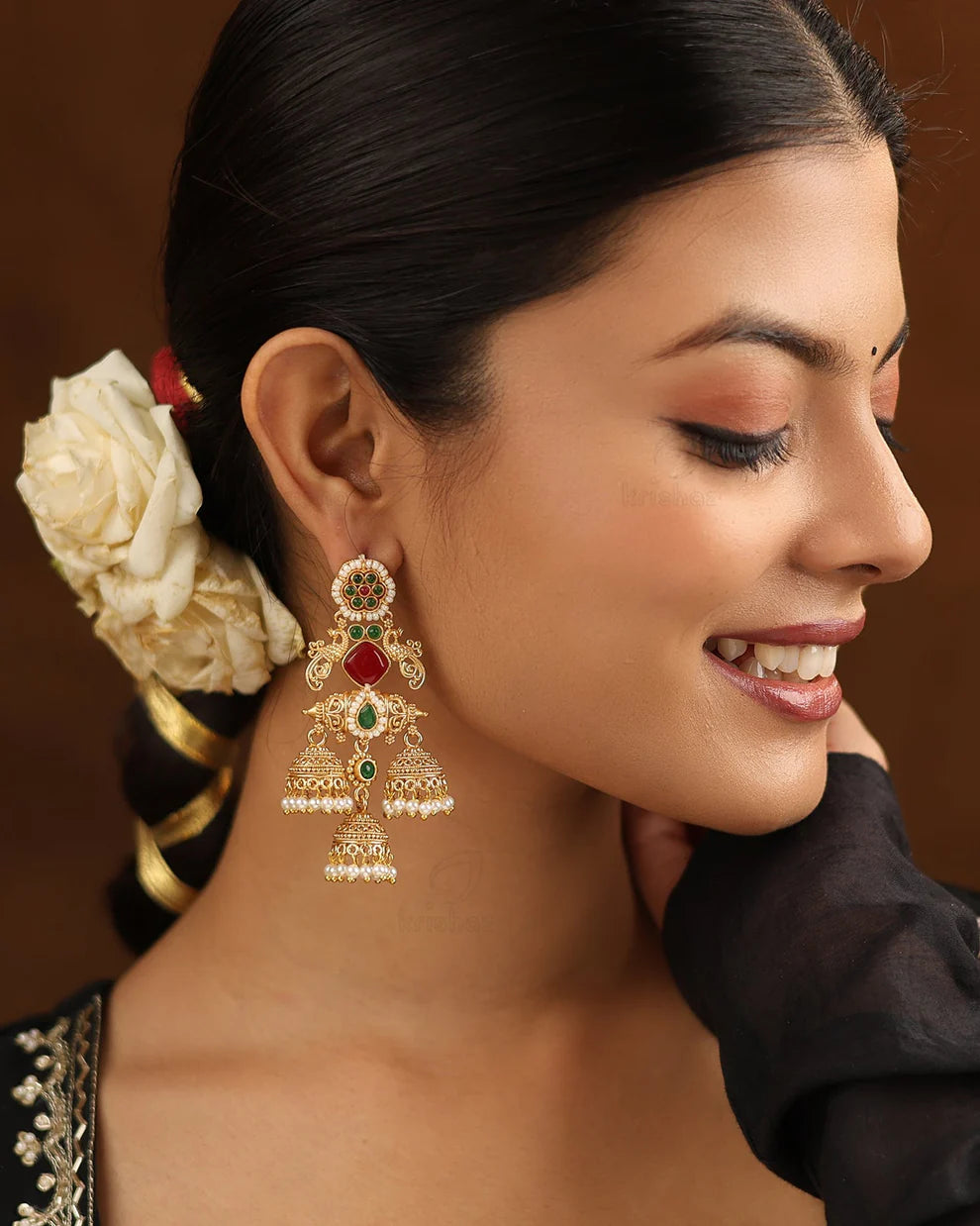 Royal Gold Multi-Jhumka Earring