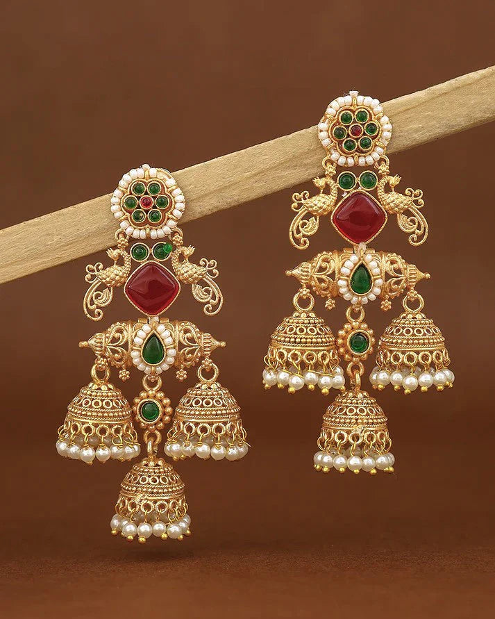 Royal Gold Multi-Jhumka Earring
