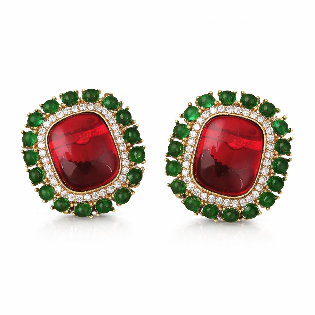Royal Red Stone Stud Earring