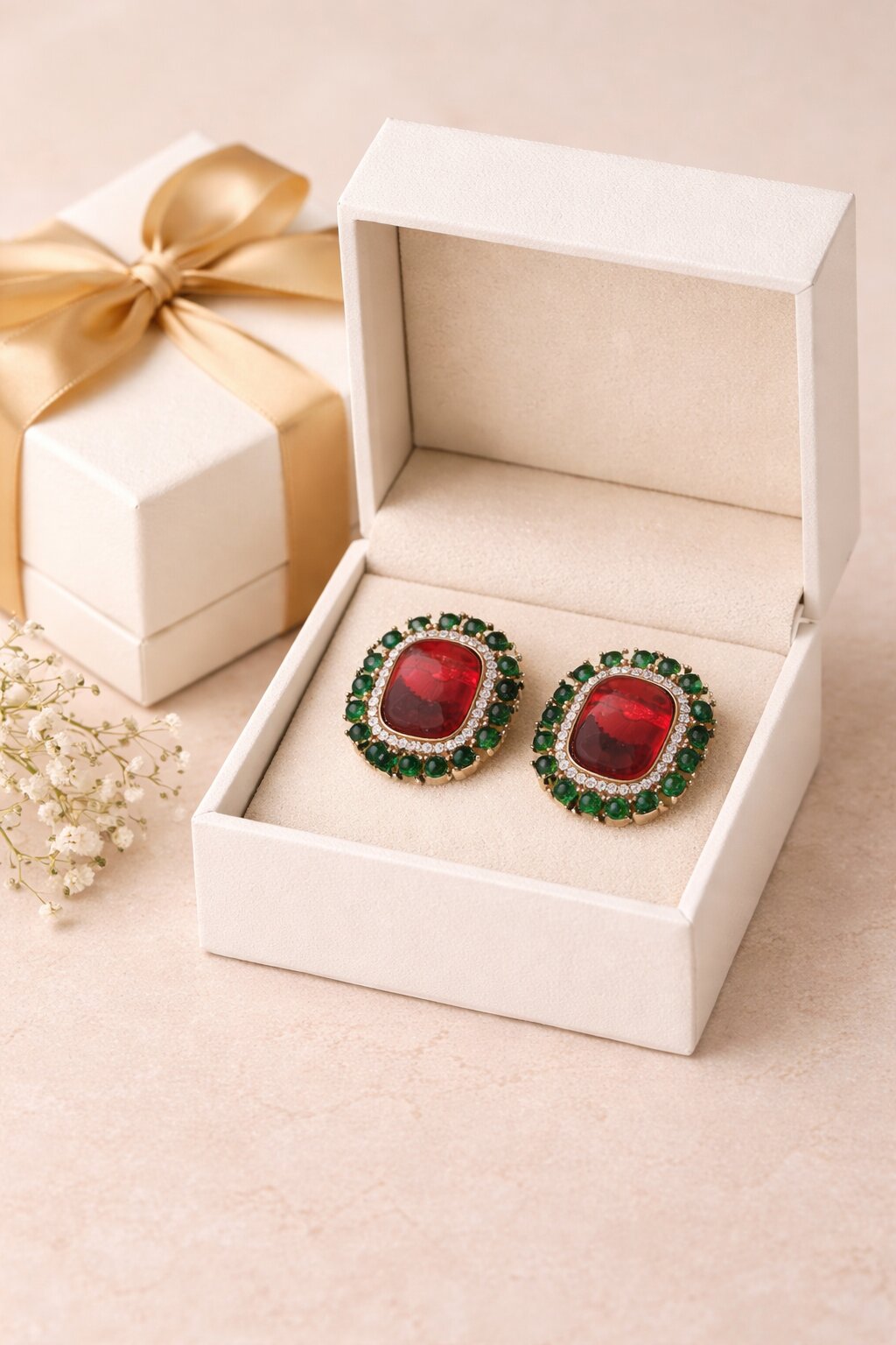 Royal Red Stone Stud Earring