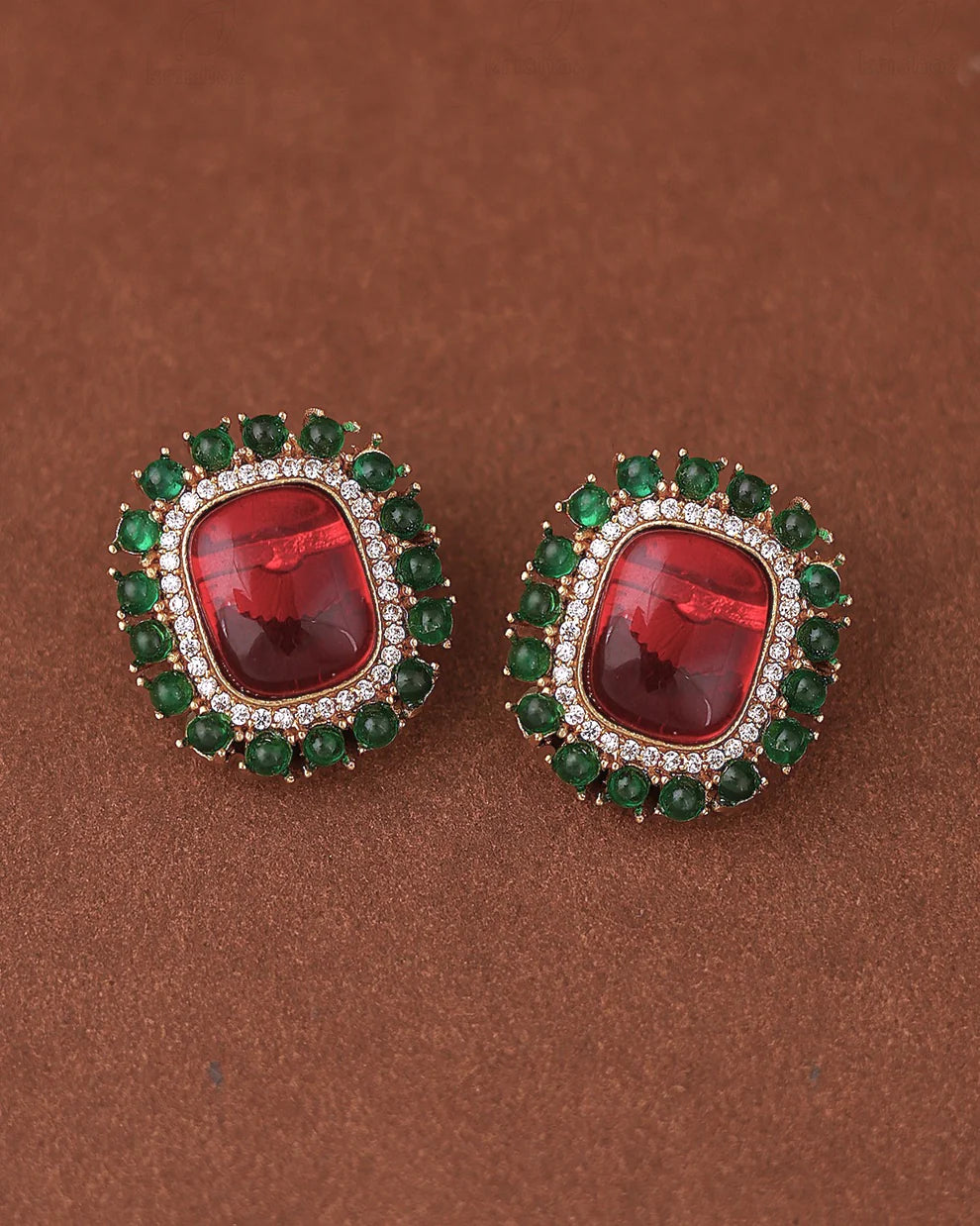 Royal Red Stone Stud Earring