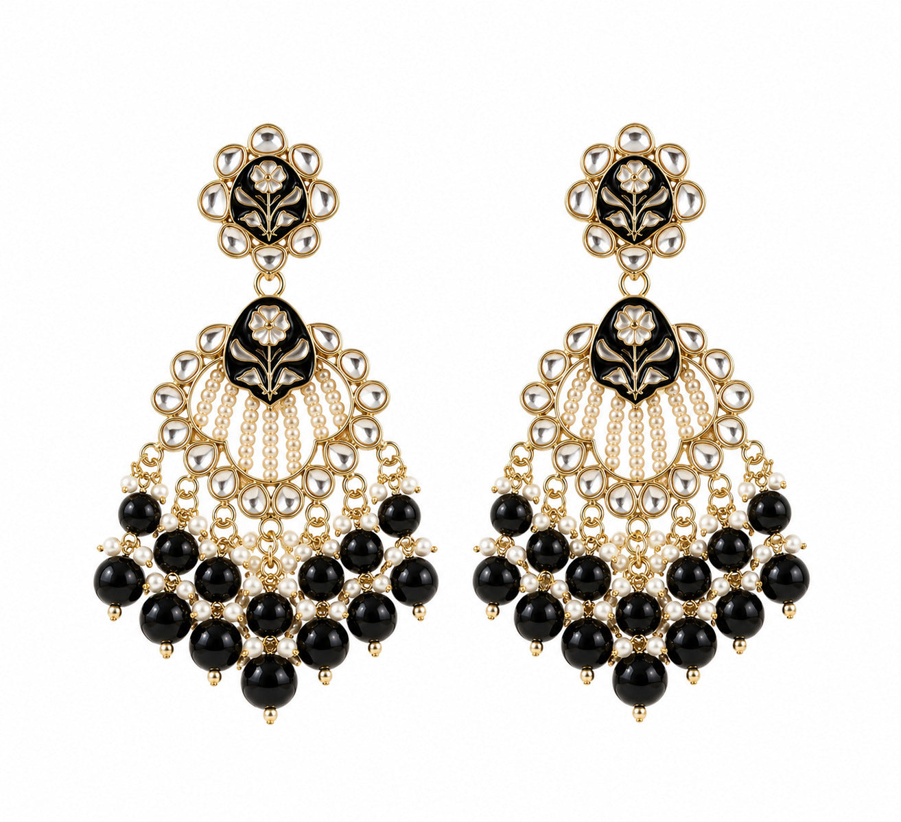 Black Kundan Chandbali Earring