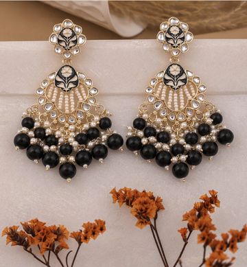 Black Kundan Chandbali Earring