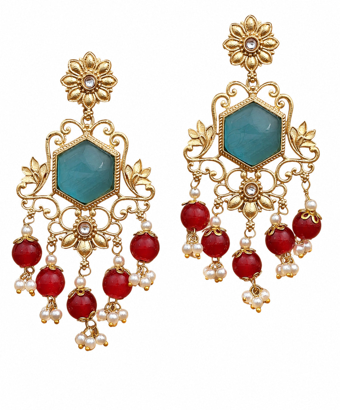 Antique Gold Floral Dangler Earring