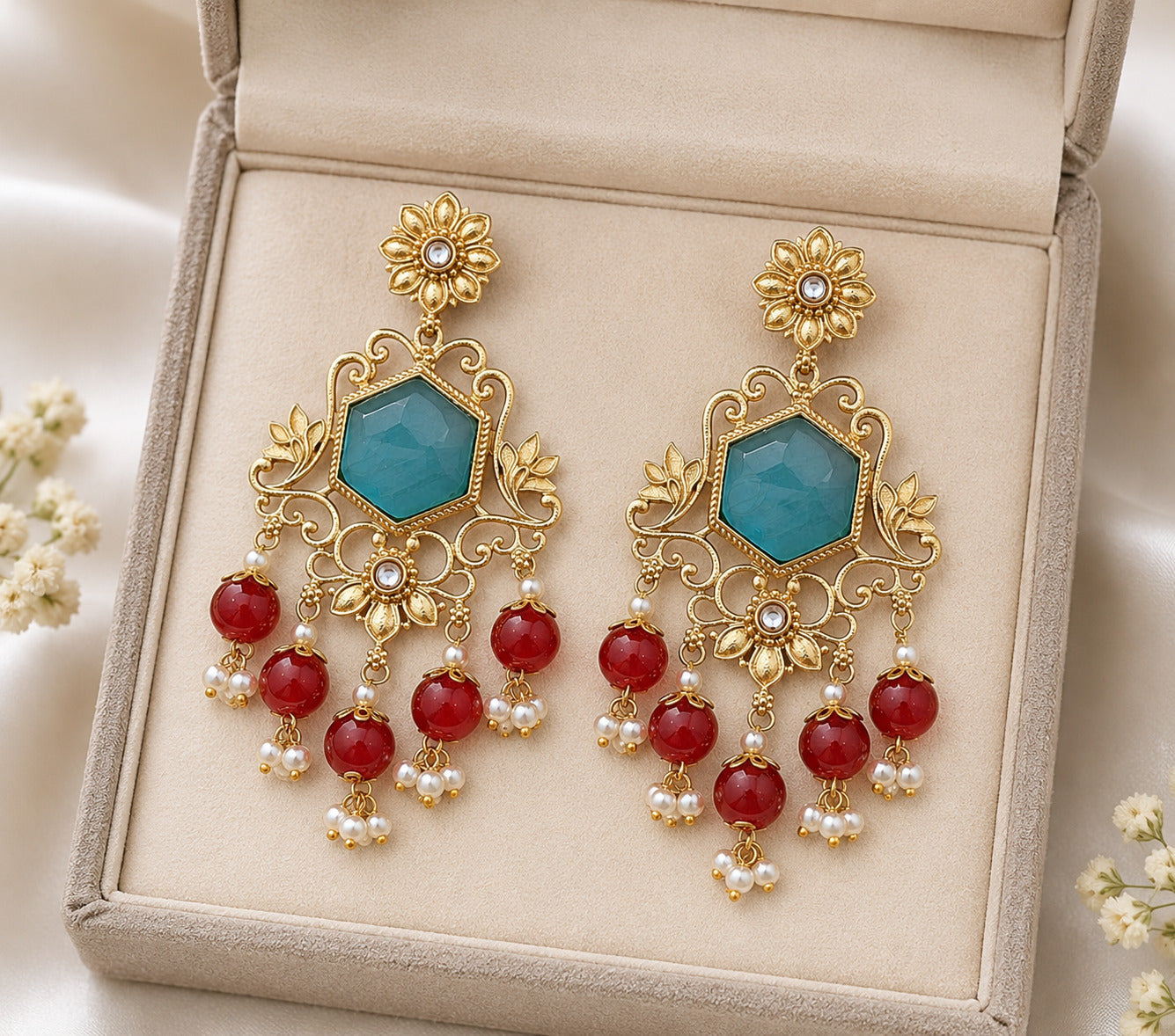 Antique Gold Floral Dangler Earring